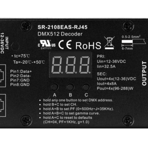 Low Volt Constant Voltage 4 Channels DMX Decoder SR-2108EAS-RJ45