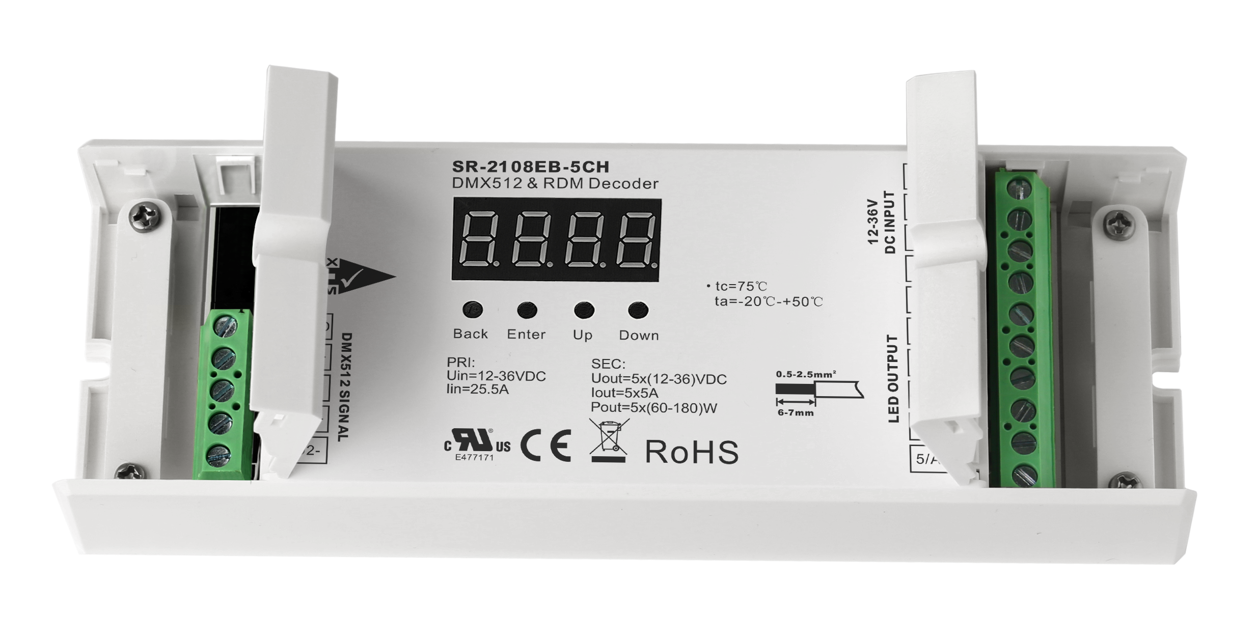 Low Volt Constant Voltage 5 Channels DMX Decoder SR-2108EB-5CH - Image 3