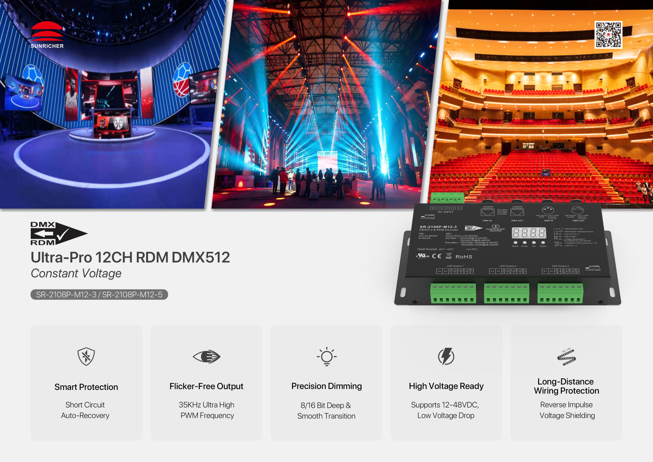 Ultra-Pro 12CH RDM DMX512 Decoder SR-2108P-M12-5/3 - Görsel 2