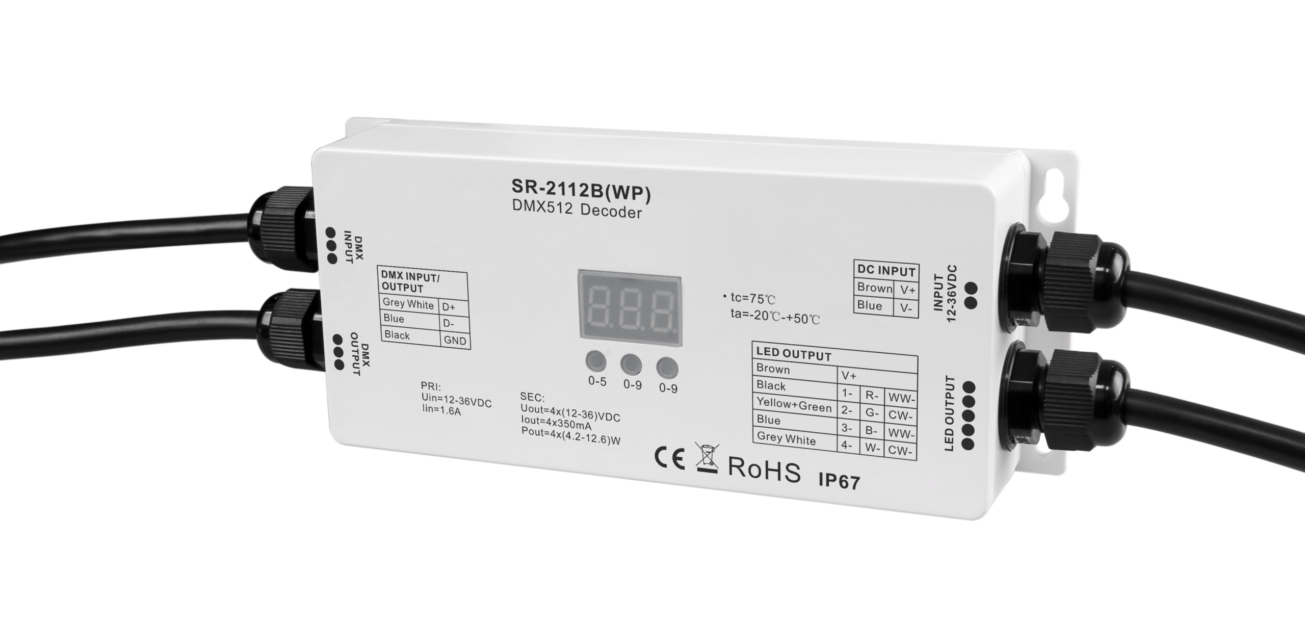 Waterproof Low Volt Constant Current DMX512 Decoder SR-2112B(WP) - Image 2