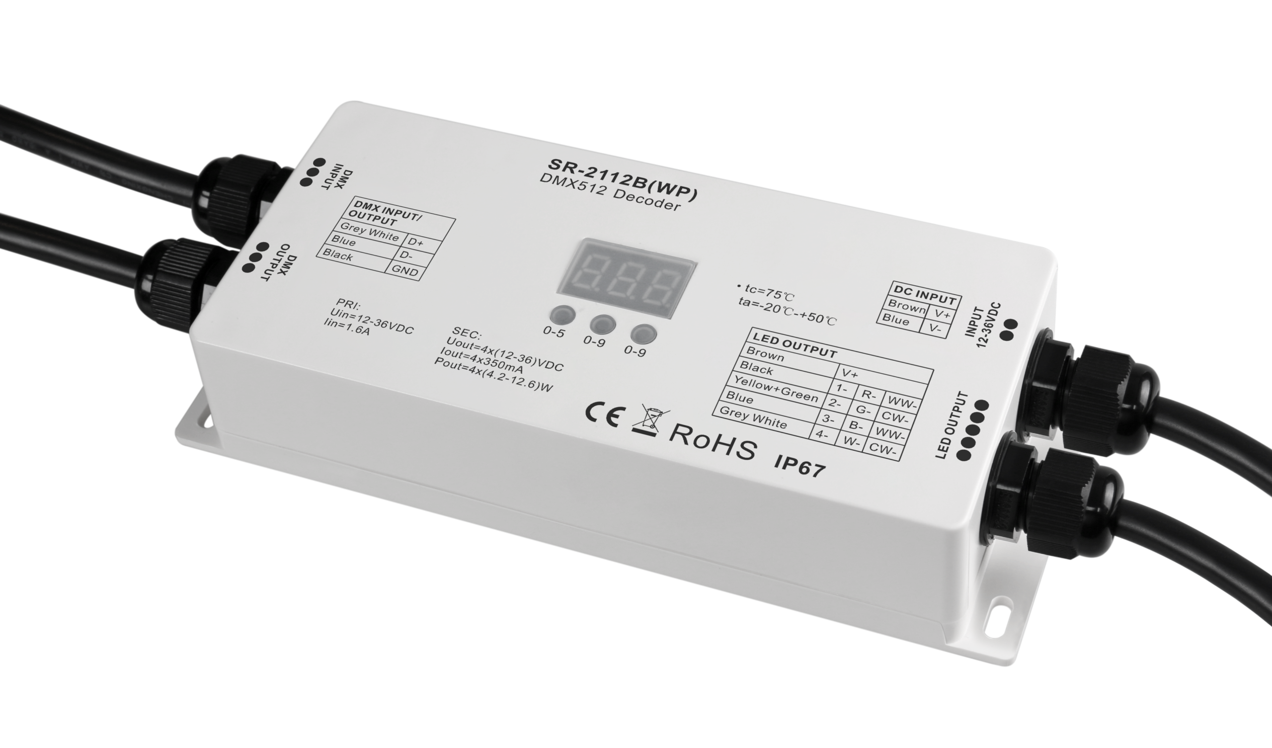 Waterproof Low Volt Constant Current DMX512 Decoder SR-2112B(WP) - Image 3