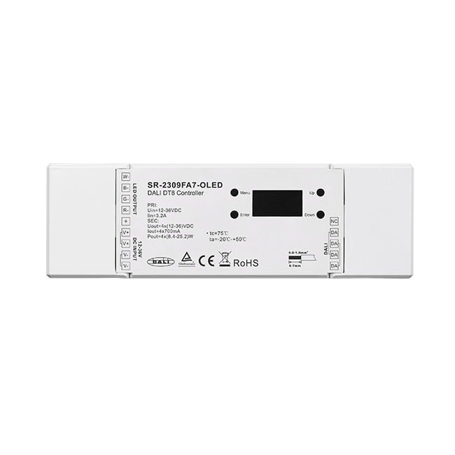 4 Channels DALI DT8 Dimmer with Built-in Master Function SR-2309FA7-OLED