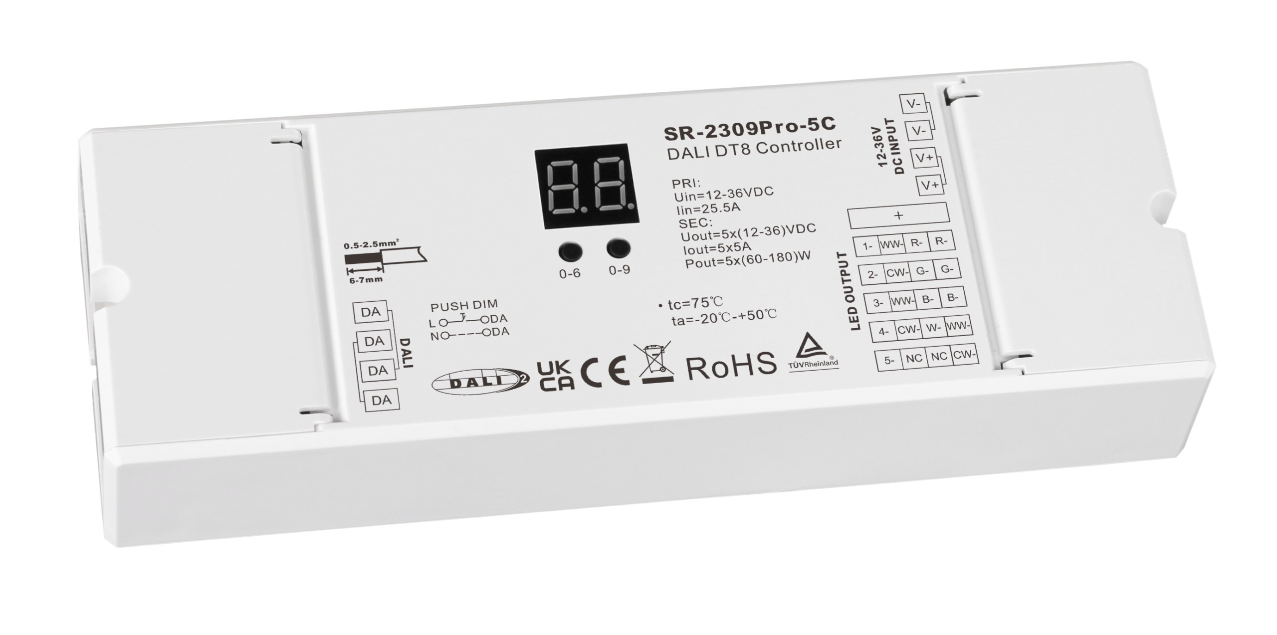 7 in 1 Multi-addresses Enabled Professional DALI DT8 LED Controller SR-2309PRO-5C - Image 2