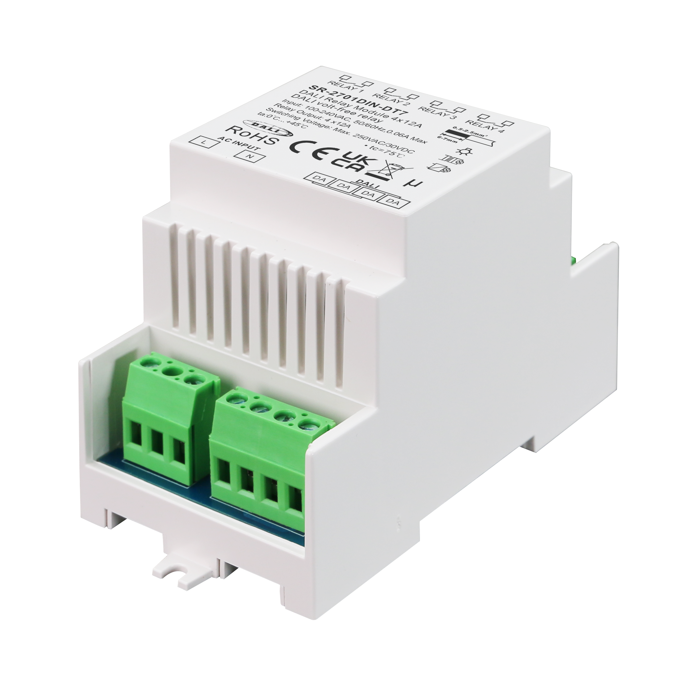 4CH 4x12A DIN Rail DALI DALI-2 Relay Switch SR-2701DIN-DT7