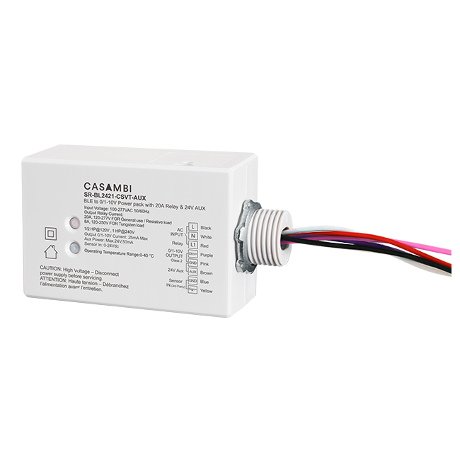Casambi to 0/1-10V Power Pack with 20A Relay & 24V Aux SR-BL2421-CSVT-AUX