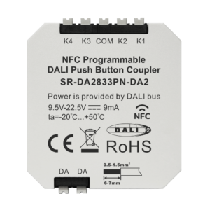 NFC Programmable 4-Key DALI DALI-2 Push Button Coupler SR-DA2833PN-DA2