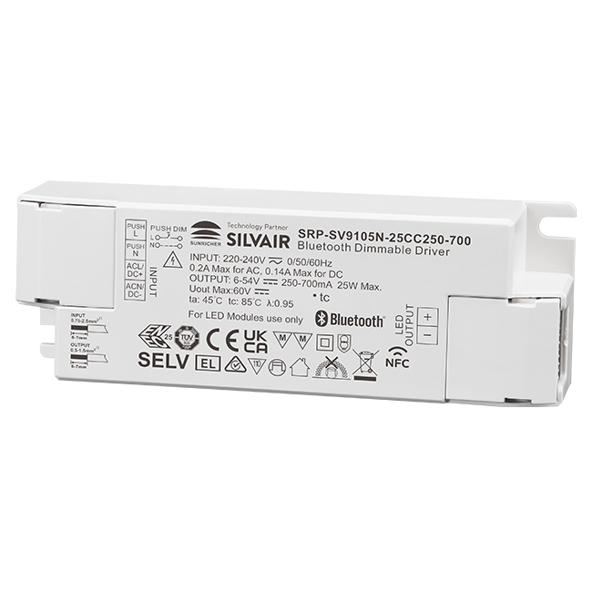 25W 1CH BLE NFC Enabled LED Driver (Constant Current) SRP-SV9105N-25CC250-700 - Görsel 2
