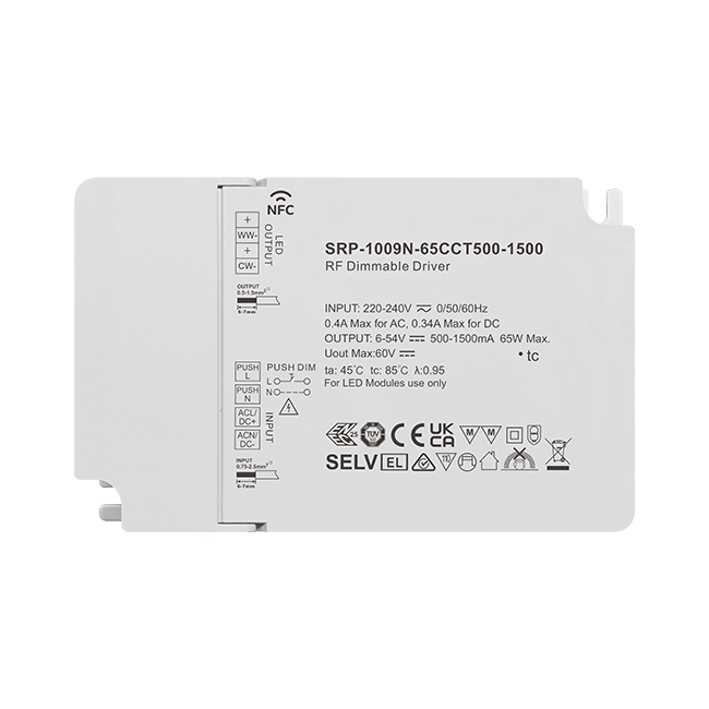 65W 2CH RF NFC Enabled LED Driver (Constant Current) SRP-1009N-65CCT500-1500 - Görsel 2