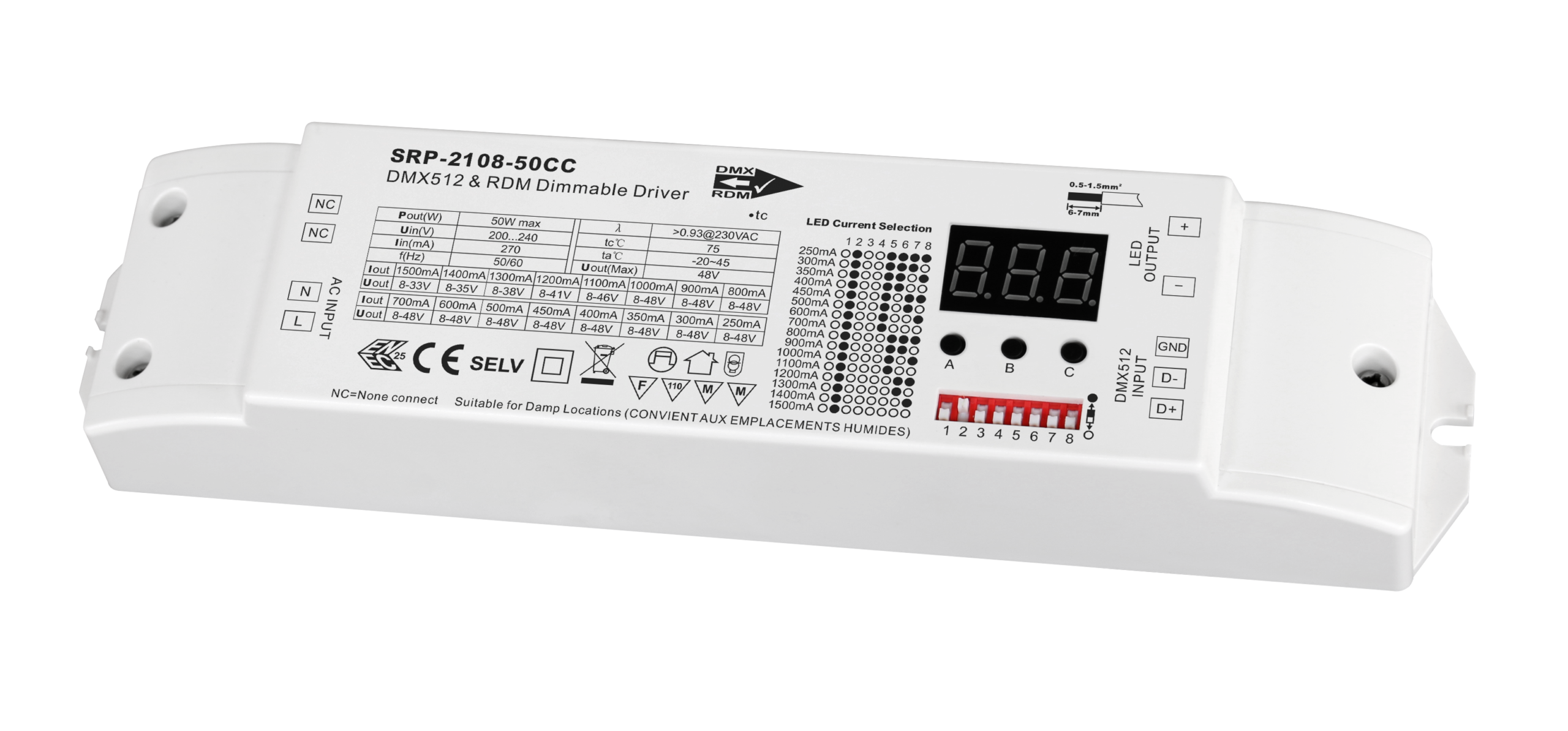 50W Constant Current DMX LED Driver SRP-2108-50CC - Image 2