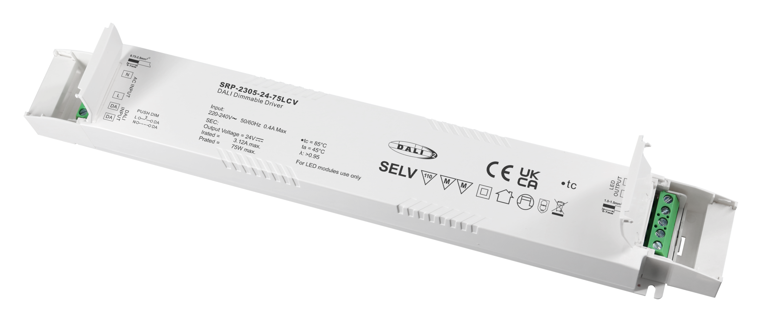 100W 1 Channel 24VDC DALI DT6 LED Constant Voltage Driver SRP-2305-24-100LCV - Image 2