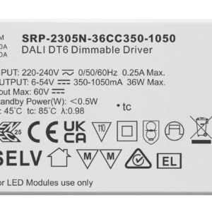 36W NFC Programmable DALI DT6 LED Driver (Constant Current) SRP-2305N-36CC350-1050