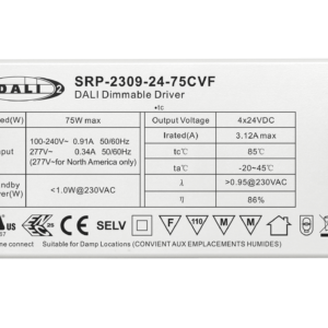 75W 4 Channels 24VDC DALI DT8 LED Constant Voltage Driver SRP-2309-24-75CVF