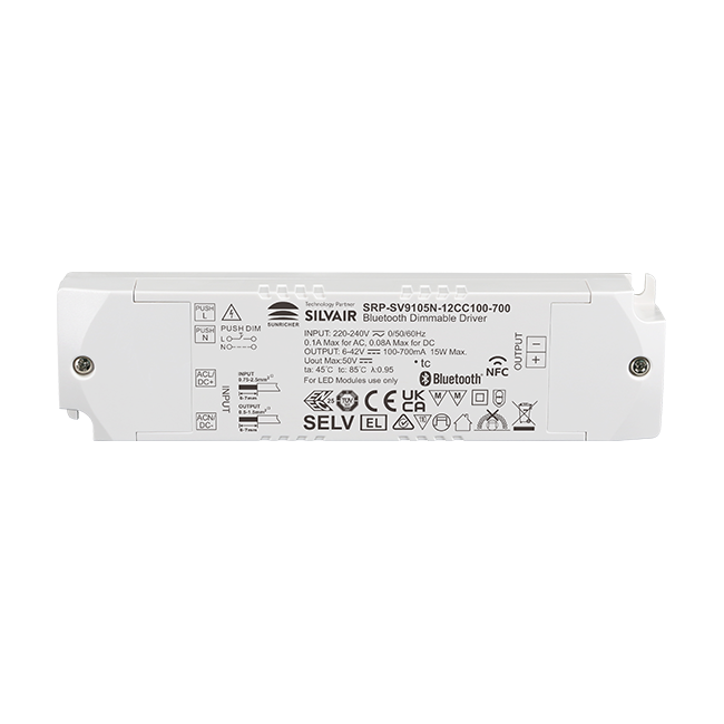 12W 1CH BLE NFC Enabled LED Driver (Constant Current) SRP-SV9105N-12CC100-700 - Image 3