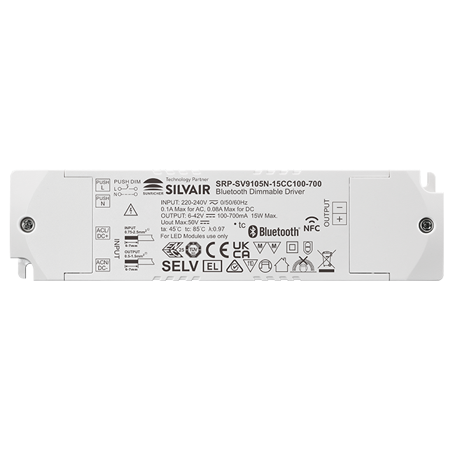15W 1CH BLE NFC Enabled LED Driver (Constant Current) SRP-SV9105N-15CC100-700