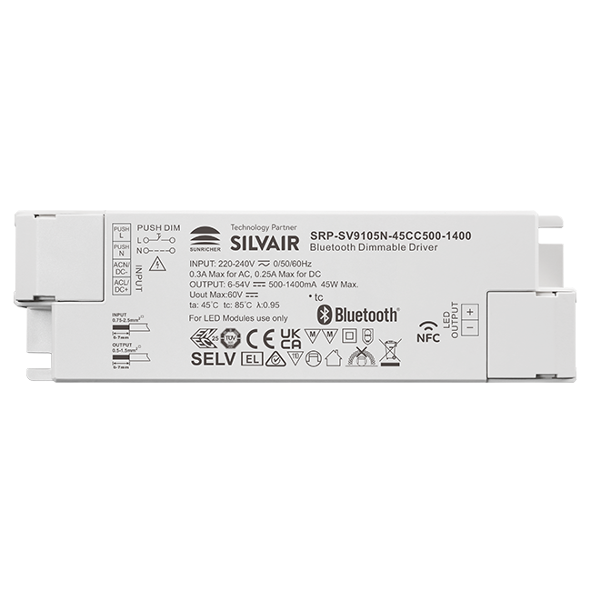 45W 1CH BLE NFC Enabled LED Driver (Constant Current) SRP-SV9105N-45CC500-1400