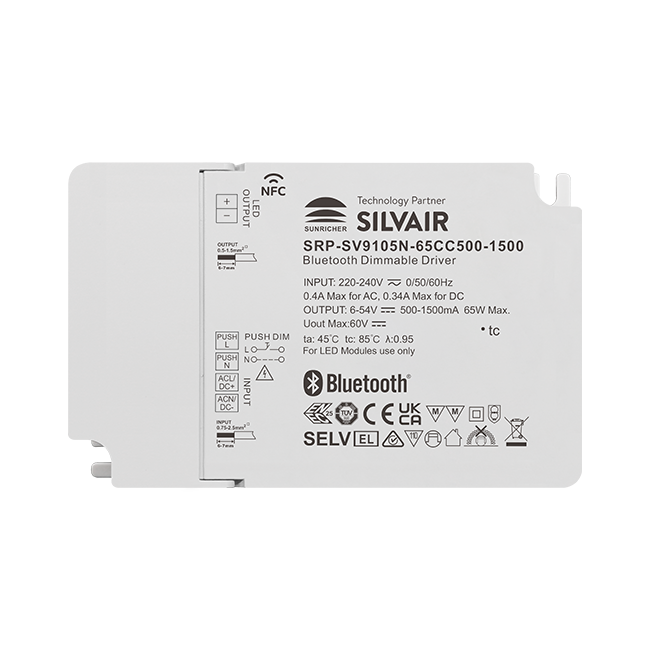 65W 1CH BLE NFC Enabled LED Driver (Constant Current) SRP-SV9105N-65CC500-1500