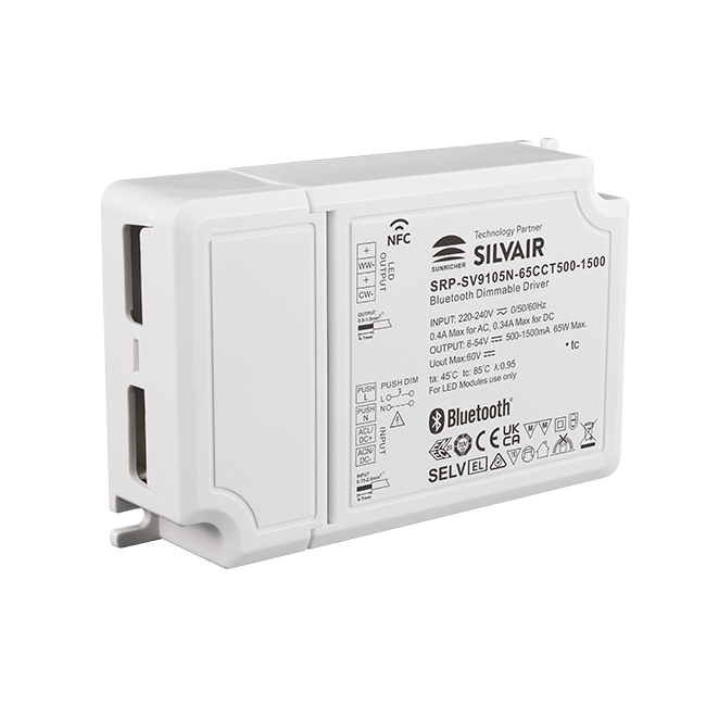 65W 2CH BLE NFC Enabled LED Driver (Constant Current) SRP-SV9105N-65CCT500-1500 - Görsel 2