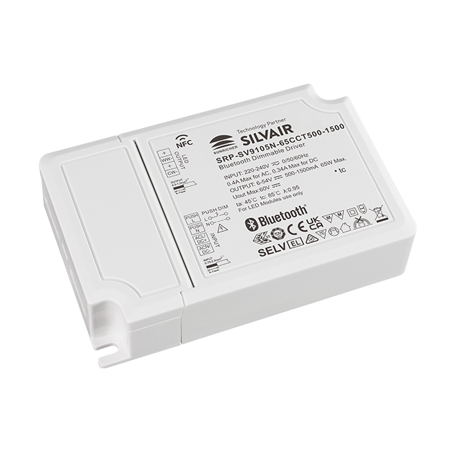 65W 2CH BLE NFC Enabled LED Driver (Constant Current) SRP-SV9105N-65CCT500-1500 - Görsel 3