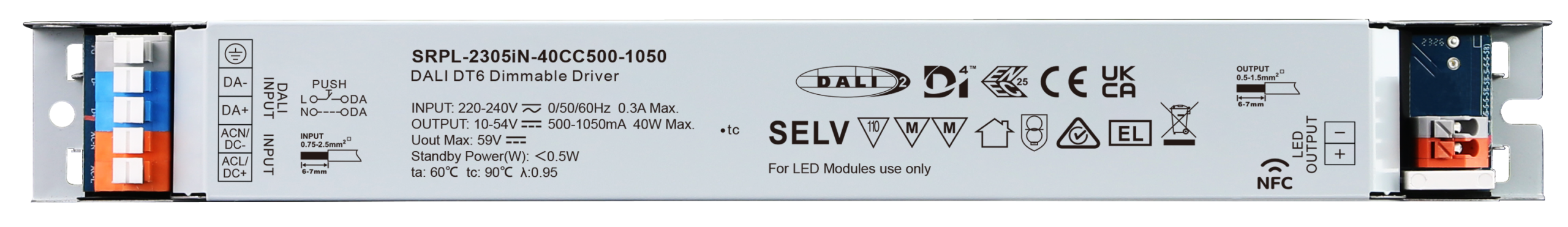50W DALI D4i DT6 NFC LED Driver (Constant Current) SRPL-2305iN-50CC650-1300
