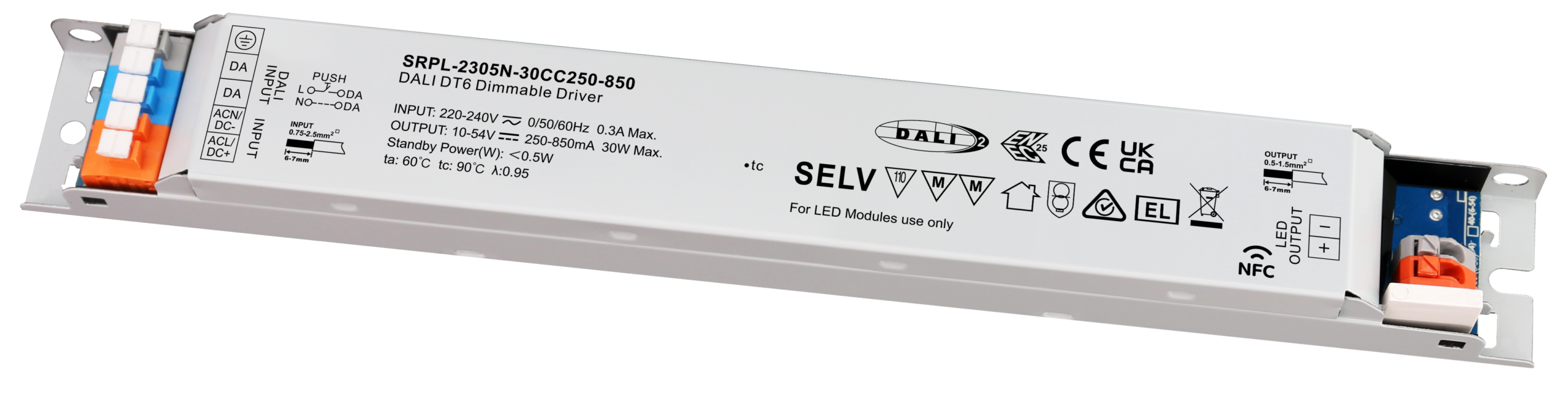 30W DALI DT6 NFC LED Driver (Constant Current) SRPL-2305N-30CC250-850 - Görsel 2