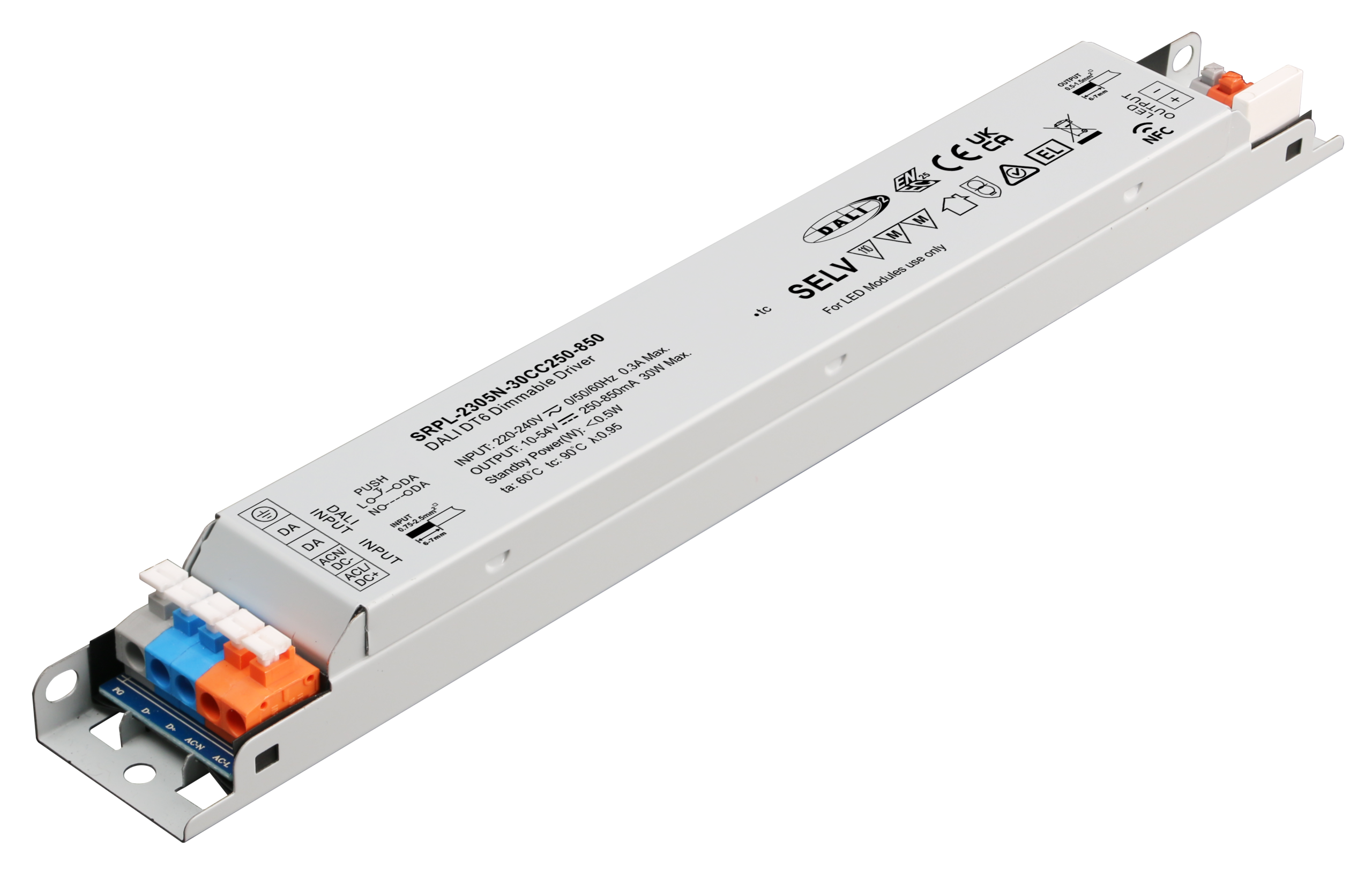 30W DALI DT6 NFC LED Driver (Constant Current) SRPL-2305N-30CC250-850 - Görsel 3
